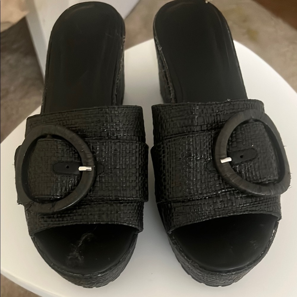 Target Black Mules with Buckle Detail